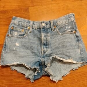 Levi's Light Blue Distressed Jean Shorts
